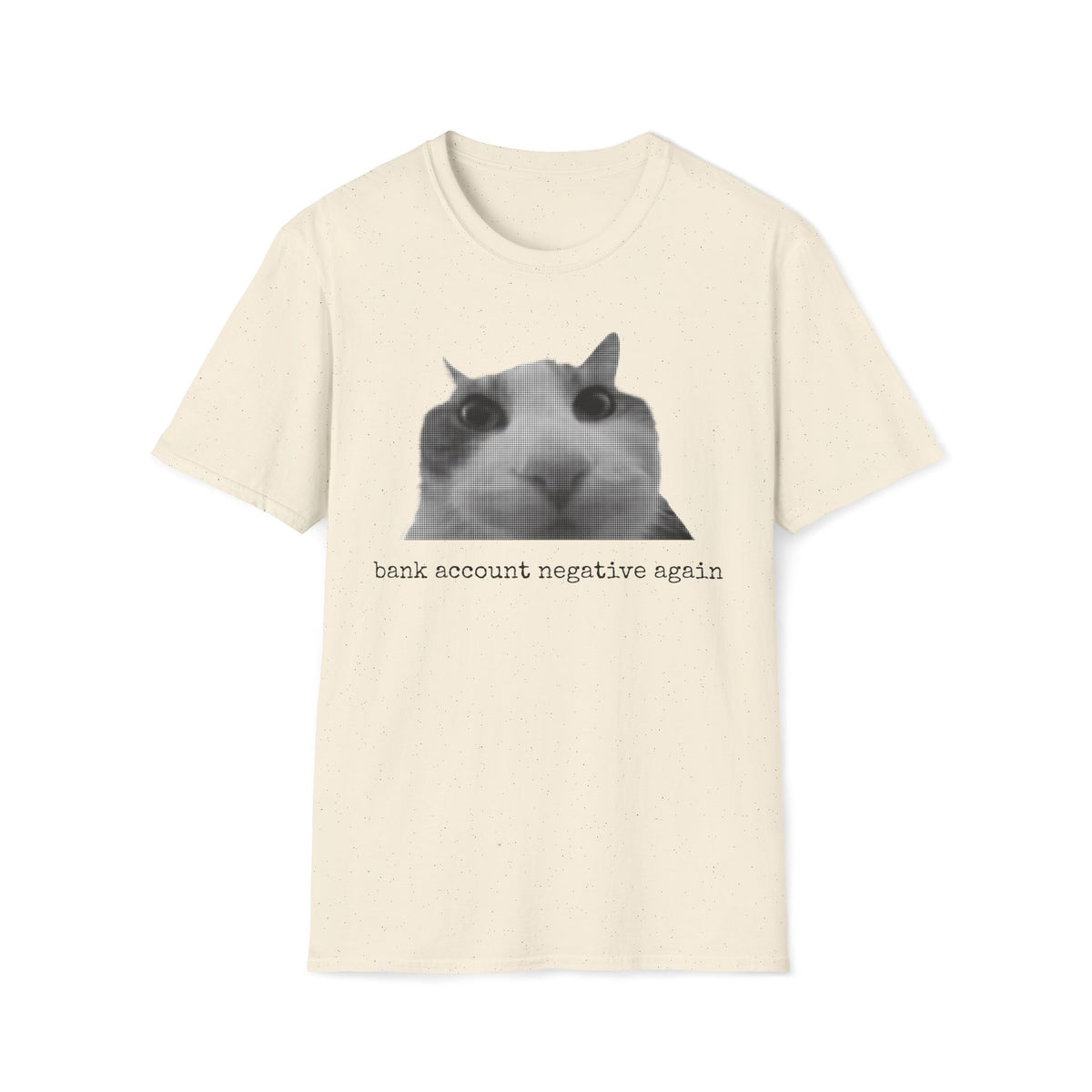 Close-up of cat meme graphic print on t-shirt
